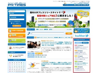 PR TIMESにてプレスリリースのTweetランキングを公開
