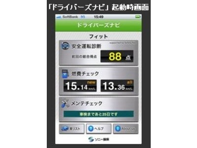 ＝国内損保初の「安全運転診断」アプリ＝　運転のクセを可視化するスマートフォン向け無料アプリ「ドライバーズナビ」提供開始