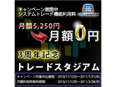 『トレードスタジアム3周年記念キャンペーン』実施のお知らせ