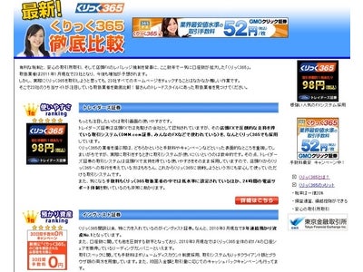 「最新！くりっく365徹底比較」リニューアルオープン