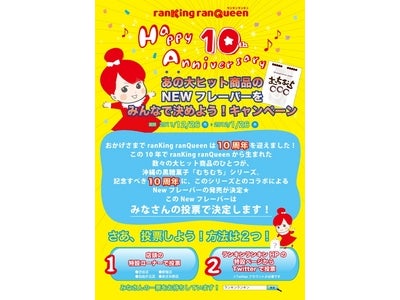 流行発信ショップ「ranKing ranQueen（ランキンランキン）」が創業10周年を記念して、大ヒット沖縄菓子「むちむちきなこ」とコラボレーション！お客様投票で新フレーバーを決定、独占先行発売！