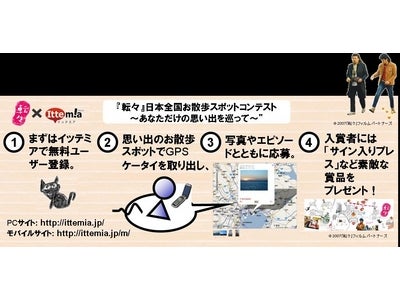 大ヒット映画『転々』とイッテミアのコラボレーション第二弾 GPSケータイで応募する“日本全国お散歩スポットコンテスト”開始