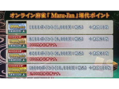 ファミリーマート限定オンライン麻雀ゲーム「Maru-Jan」場代ポイント販売開始！