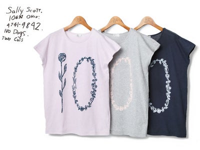 バラのモチーフが象る“10”th Tシャツ　Sally Scott ブランド誕生10周年を記念した『カットソー』が登場