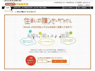 不動産売買サイト「HOME’S不動産売買」 業界初『住まいの購入データファイル』　サービス開始！