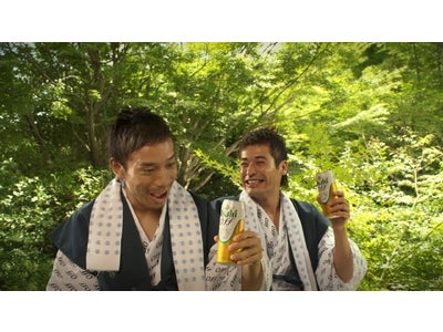 佐藤さんと、長友選手が浴衣姿でオフを楽しむ！  アサヒ オフ　新ＣＭ　“オフを楽しもう・温泉篇”