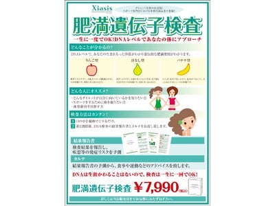 大型スポーツ専門店スーパースポーツゼビオ内　Xiasis（ジアシス）にて2月1日（水）より「肥満遺伝子検査」サービス スタート！