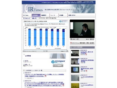 IR Timesで株式会社インタースペース（東証マ 2122）が個人投資家に向けて「2008年8月8日　第3四半期決算説明会」IR動画を配信開始！