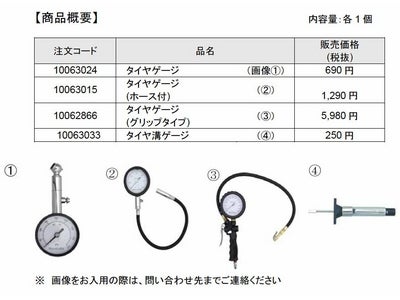 プライベートブランドよりタイヤゲージ3種＆タイヤ溝ゲージを発売