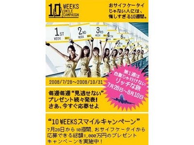 おサイフケータイ®じゃない人には、悔しすぎる10週間。　フェリカネットワークス　『10WEEKS スマイルキャンペーン』　第2週目は、ガソリン1年分をプレゼント