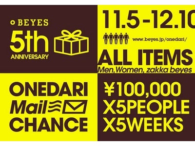 プレゼント総額250万円！！BEYES　『ONEDARI Mail CHANCE』