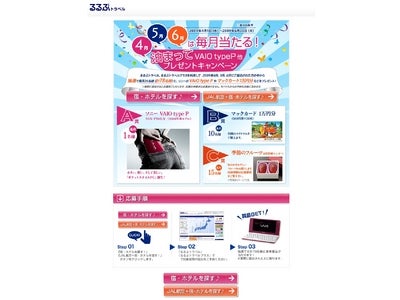 4月に泊まってVAIO typeP他プレゼントキャンペーンを開始／るるぶトラベル