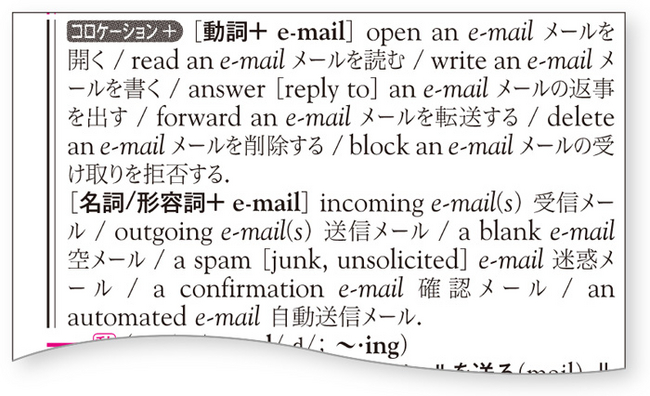 コロケーションの例(e-mail 項)