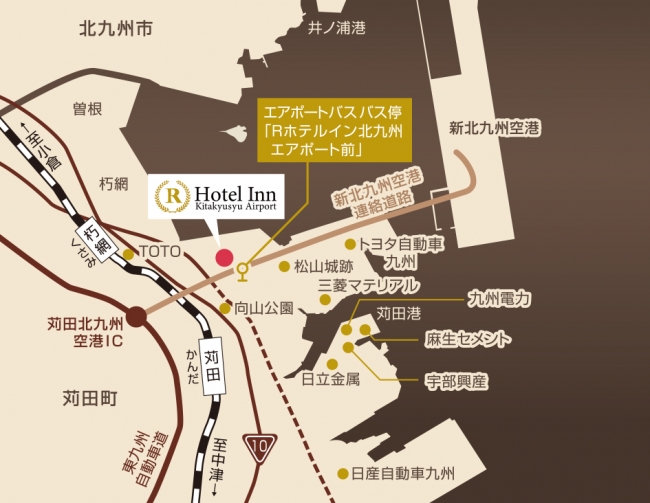 地図　Rホテルイン北九州エアポート　アクセスマップ