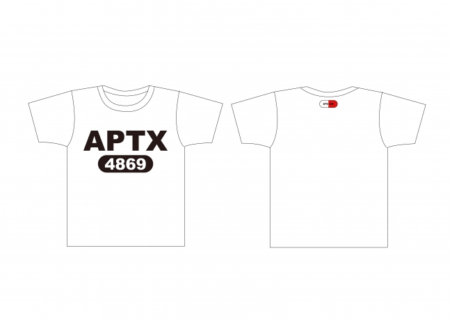 APTX4869 Tシャツ：¥3,000（税抜）／「名探偵コナン」のストーリーで象徴的な「APTX4869」がデザインされたTシャツが初登場！バックの首元にはイラストも！