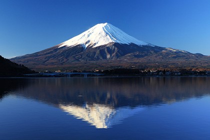 ＜河口湖からの富士山＞