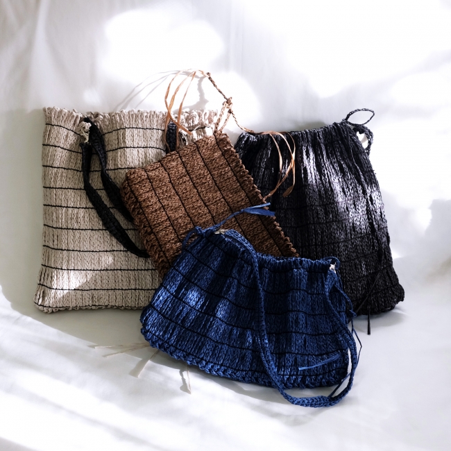 和紙で作った縄文編みバッグ