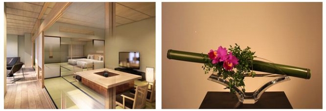 「高輪 花香路」和室イメージ、生け花イメージ