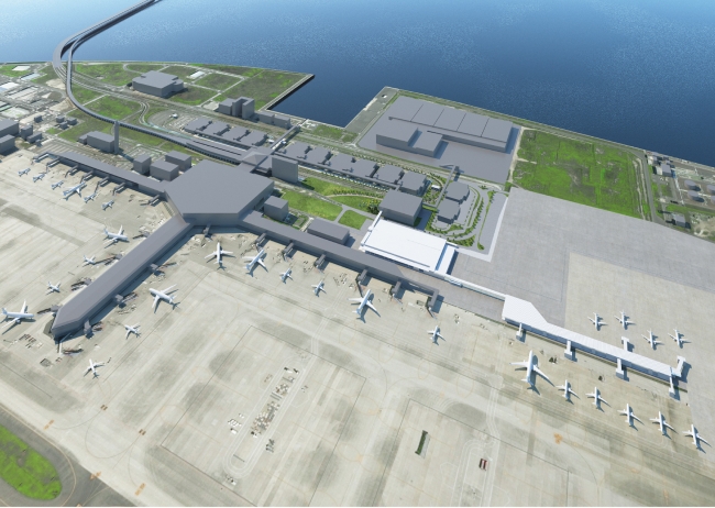 2019年度上期開業を目指す新旅客ターミナルビル俯瞰イメージ