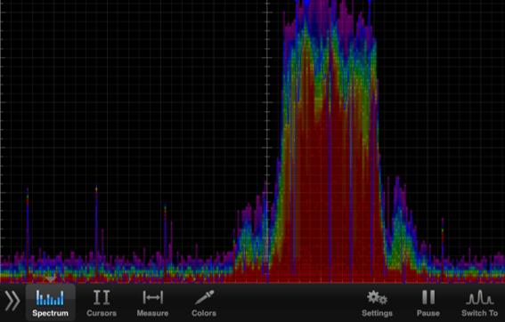 解析画面のキャプチャ（サンプル） RAWデータ 処理前のスペクトルデータを表示し、青色の波線で可視化されます。