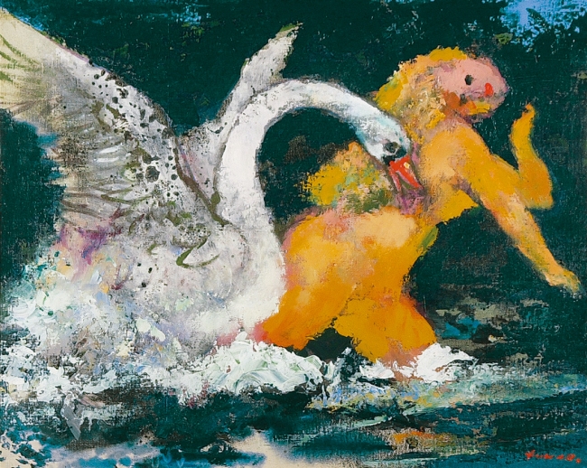 「レダ」　1977年　アクリル、キャンバス