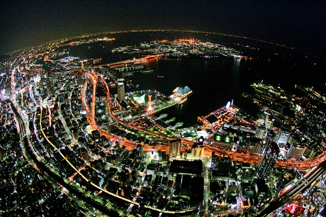 セスナからの神戸夜景