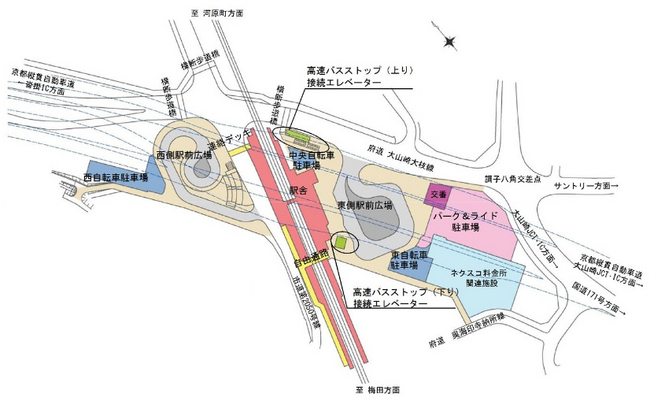 「西山天王山駅周辺事業平面図」
