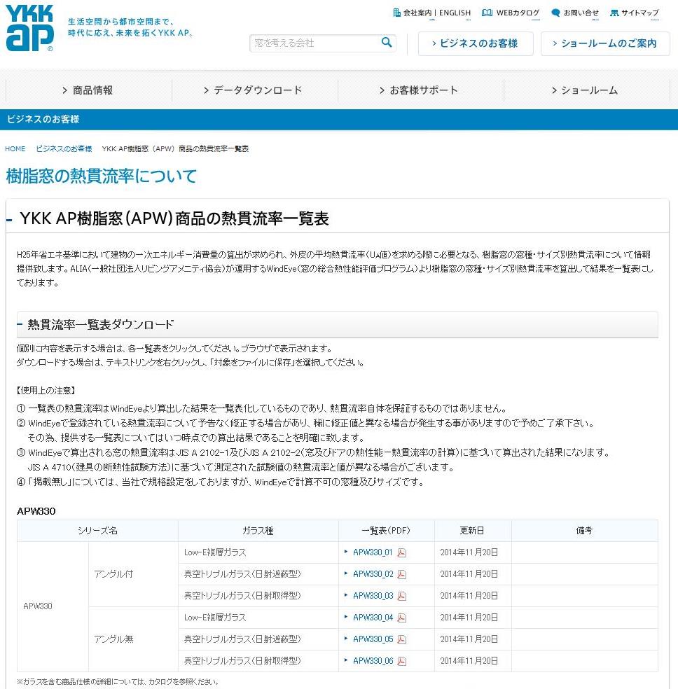 樹脂窓（APW）の熱貫流率一覧をWEBサイトで公開。住宅の断熱性能を高める窓の種類やサイズの検討がスムーズになります。｜YKK AP株式会社の