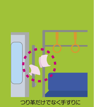 電車、バスのつり革以外の手すりにも利用できる。