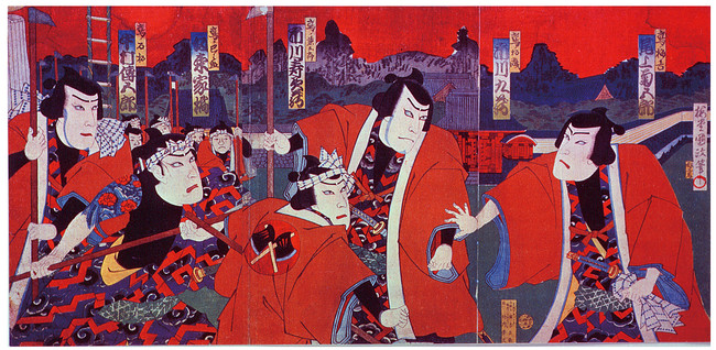 明治初期の歌舞伎の傑作『盲長屋梅加賀鳶』の錦絵