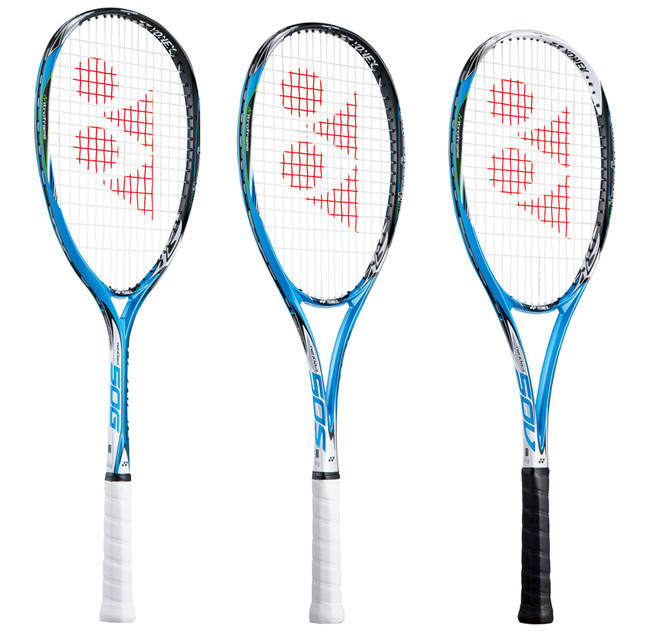 ソフトテニスラケット新製品 左から「NEXIGA50G、NEXIGA50S、NEXIGA50V」