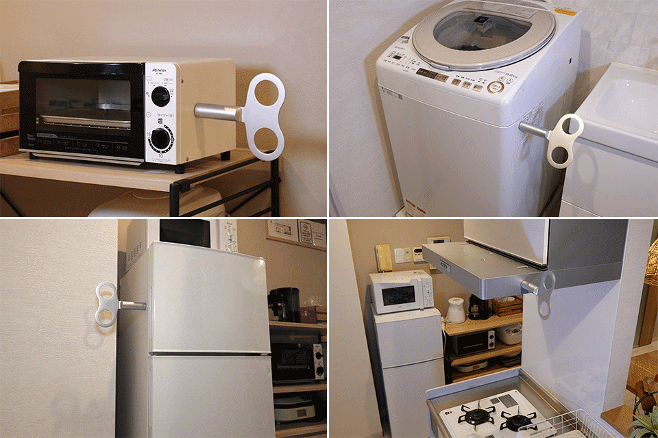 電子レンジに洗濯機に冷蔵庫、レンジフードまで!? ぐるぐる~っと頑張るカワイイぜんまい仕掛けに大変身! 電子レンジに洗濯機に冷蔵庫、レンジフードまで!? ぐるぐる~っと頑張るカワイイぜんまい仕掛けに大変身!