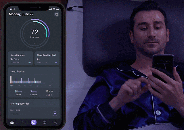 いびきを感知し高さを自動調節
