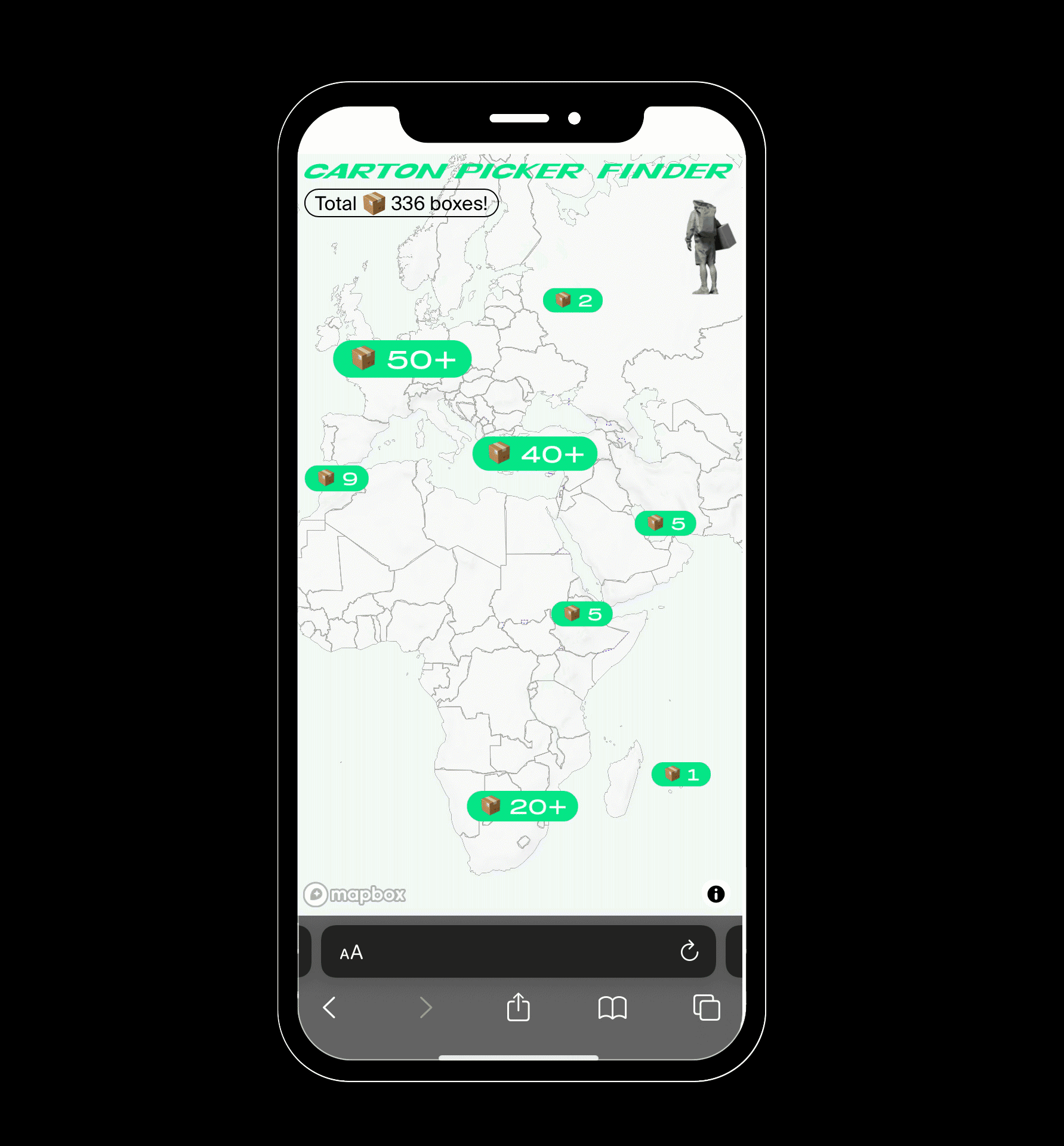 サイト上では投稿した段ボールを世界地図に表示できる他、フィルターやホットスポットを紹介する機能、コミュニティーページもある サイト上では投稿した段ボールを世界地図に表示できる他、フィルターやホットスポットを紹介する機能、コミュニティーページもある