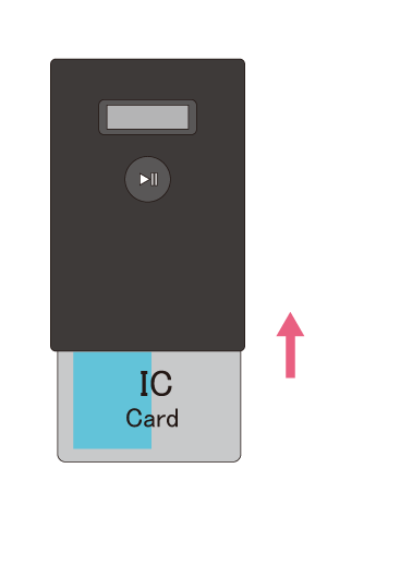 ケースにカードを入れてボタンを押すと残高が表示されます。