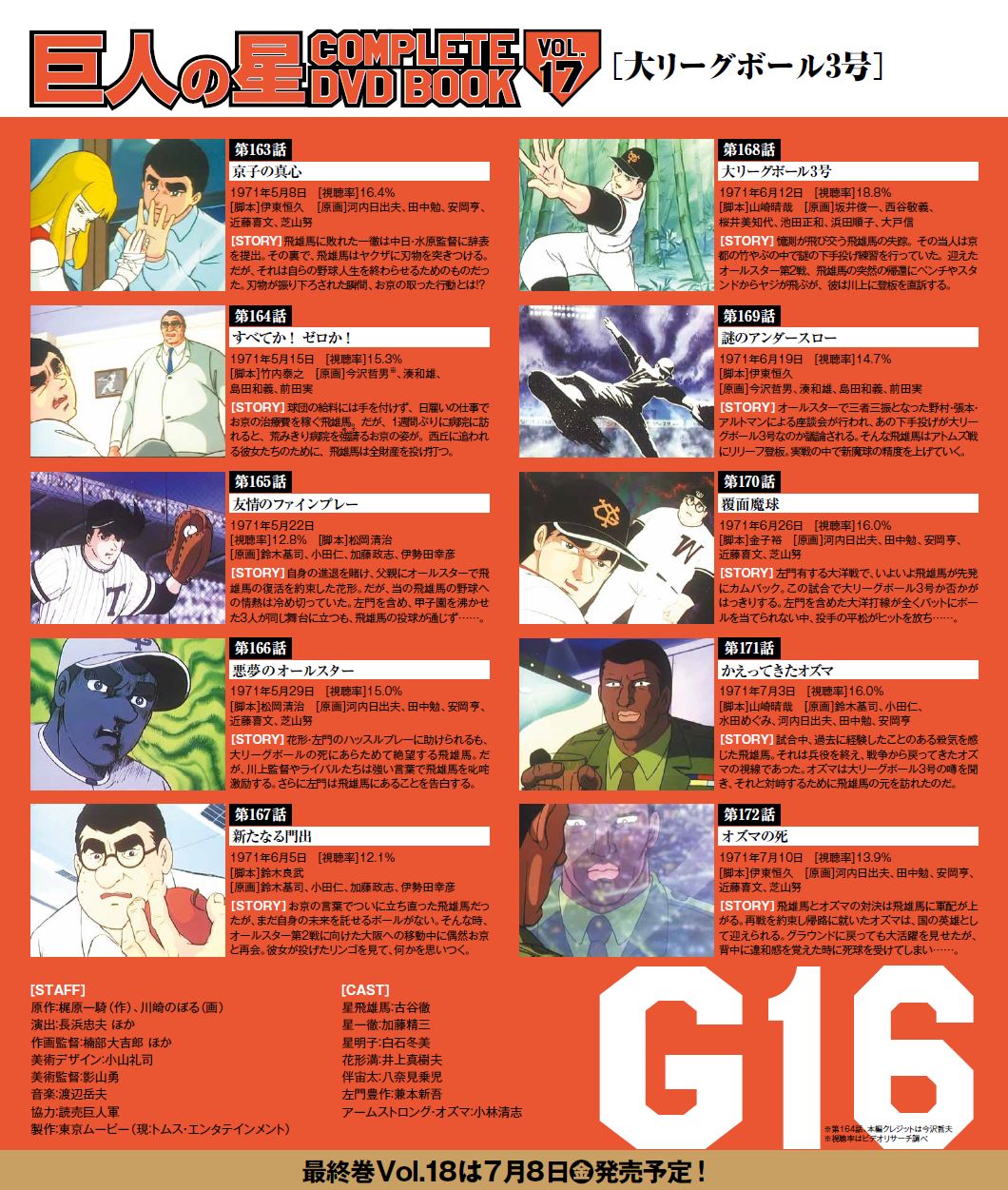 『巨人の星 COMPLETE DVD BOOK vol.17』（ぴあ）©梶原一騎・川崎のぼる／講談社・TMS