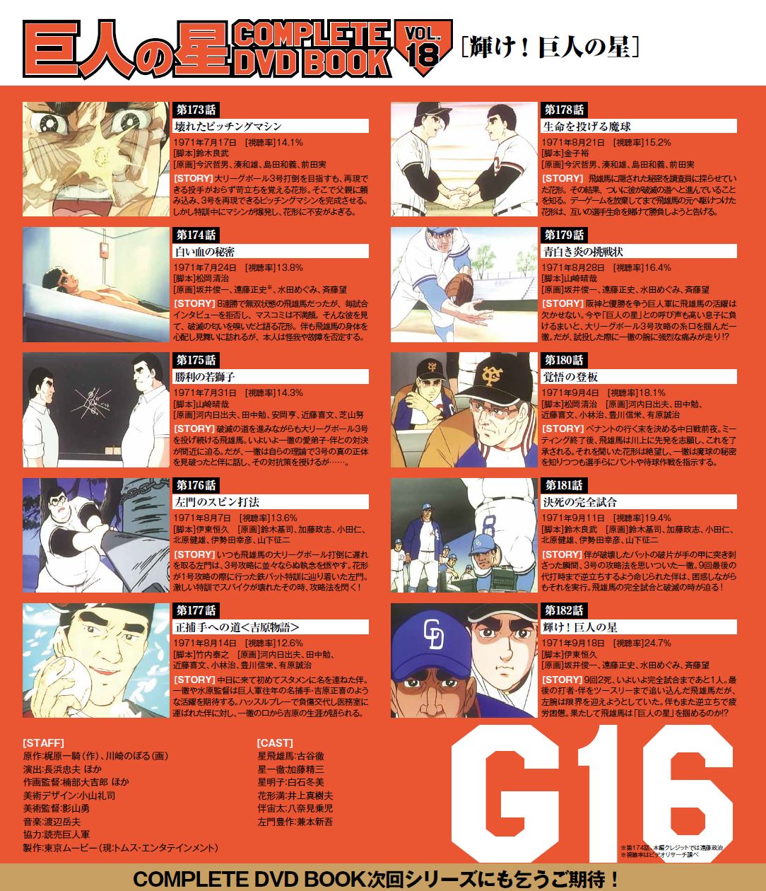 『巨人の星 COMPLETE DVD BOOK vol.18』（ぴあ）©梶原一騎・川崎のぼる／講談社・TMS
