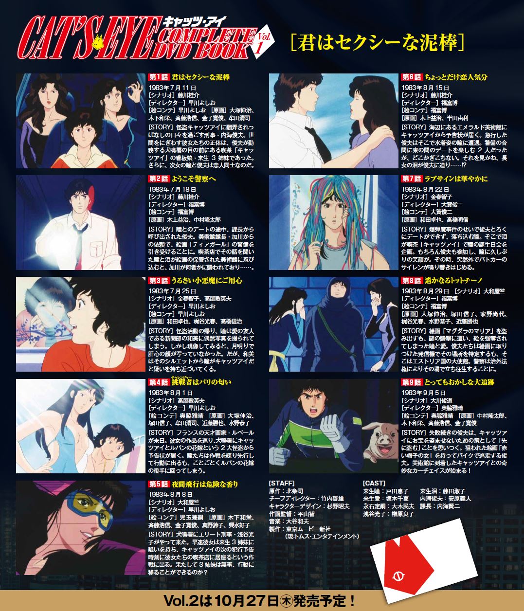 『キャッツ・アイ COMPLETE DVD BOOK vol.1』　©北条司／コアミックス・TMS 1983