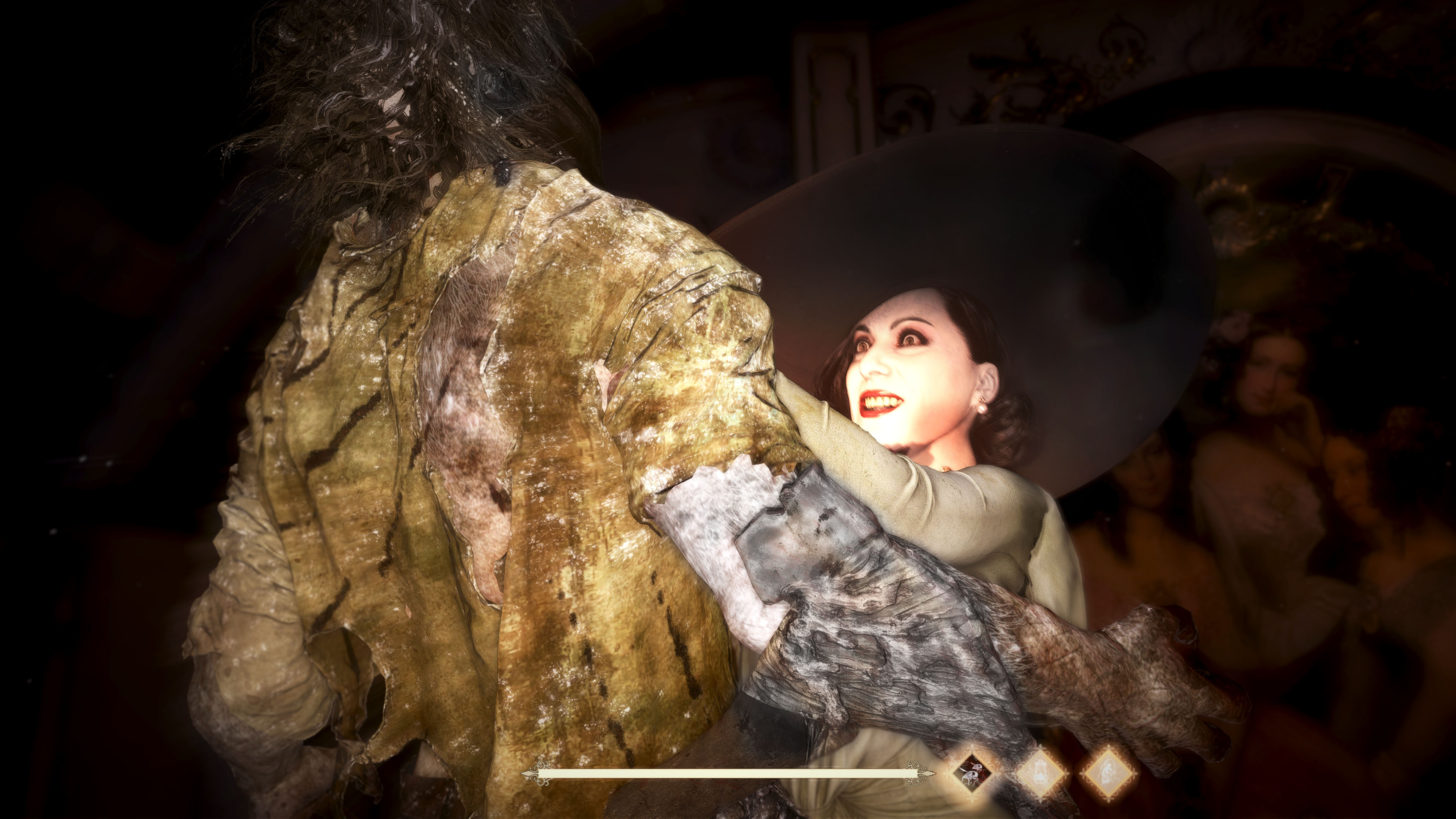 ドミトレスクは “興奮度”を高めることで攻撃力アップや、特定のアクションが使用可能になる。“叩きつけ”は敵へ突進し、かかげ上げた後、地面に叩きつける攻撃。叩きつけた時の衝撃を周りの敵にヒットさせると、さらに興奮度を高めることができる。