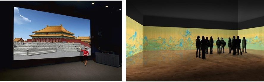 左：『故宮VR 紫禁城・天子の宮殿　TNM & TOPPAN ミュージアムシアター編』 製作・著作：故宮博物院／凸版印刷株式会社 TNM & TOPPAN ミュージアムシアター編 監修：故宮博物院／東京国立博物館／文化財活用センター 右：日中国交正常化50