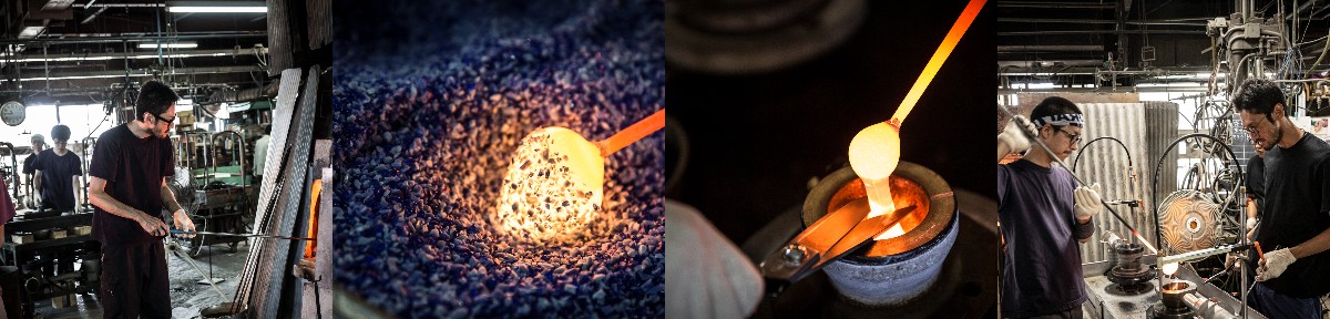 北洋硝子のガラス職人が、ひとつひとつ手作りしています