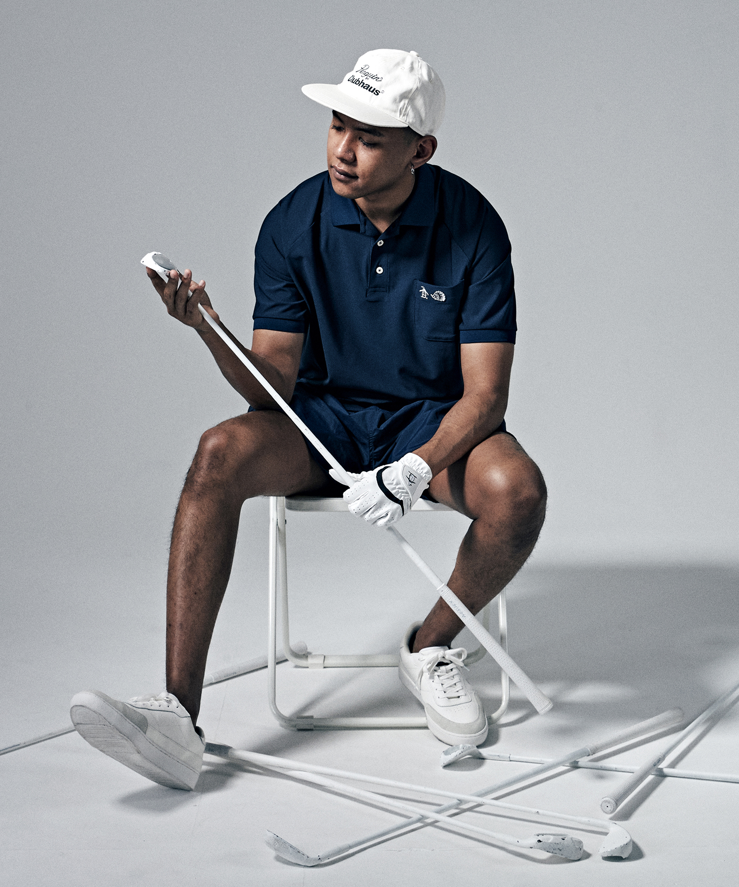 60’ Raglan Sleeve Polo：MLMVJA02FS NV00 13,200円（税込）Buggy shorts：MLMVJD50FS NV00 9,680円（税込）CAP：MLBVJC01FS　WH00 6,600円（税込）