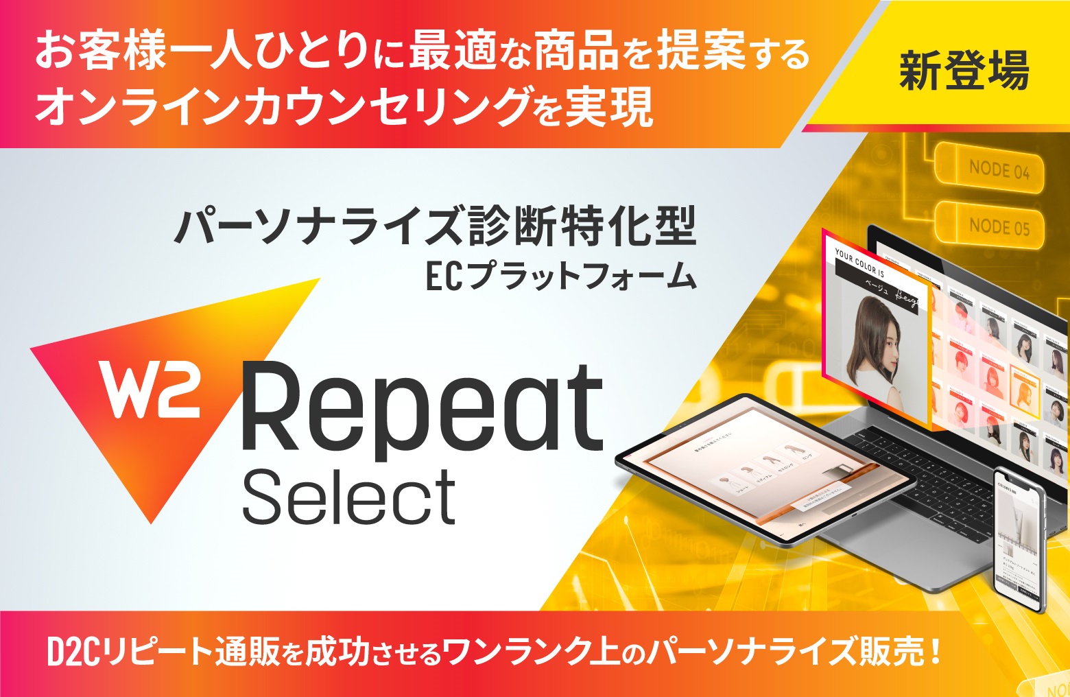 パーソナライズ診断対応型ECプラットフォーム「W2 Repeat Select」