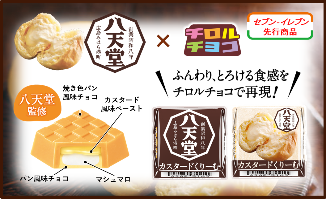 チロルチョコ 〈八天堂くりーむパンカスタード〉（イメージ）