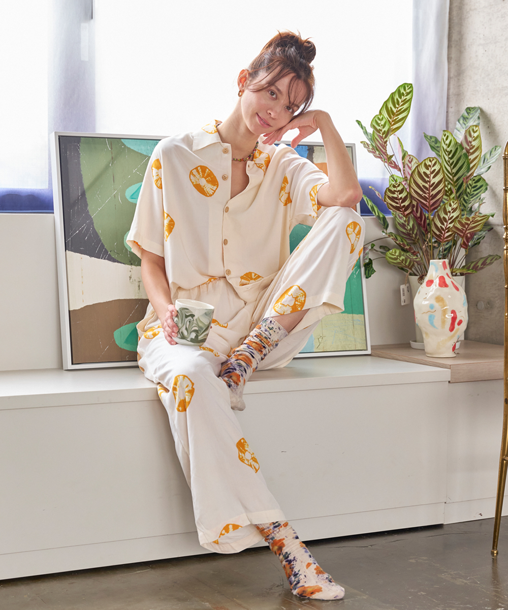 YELLOW SHIBORI SUMMER NIGHT PYJAMA