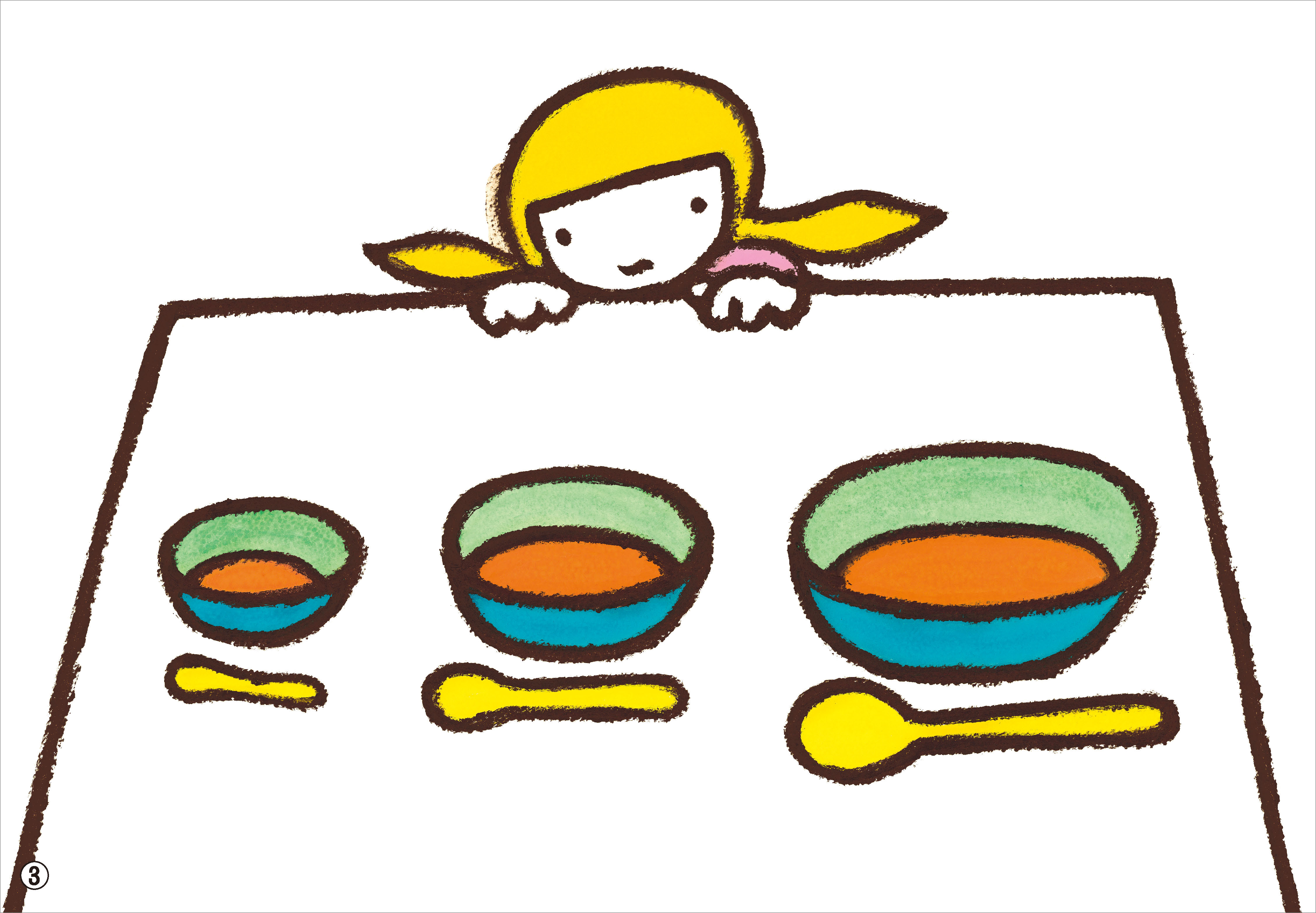 『３びきのくま』はせがわさとみ 脚本／和歌山静子 絵 １２場面（童心社）