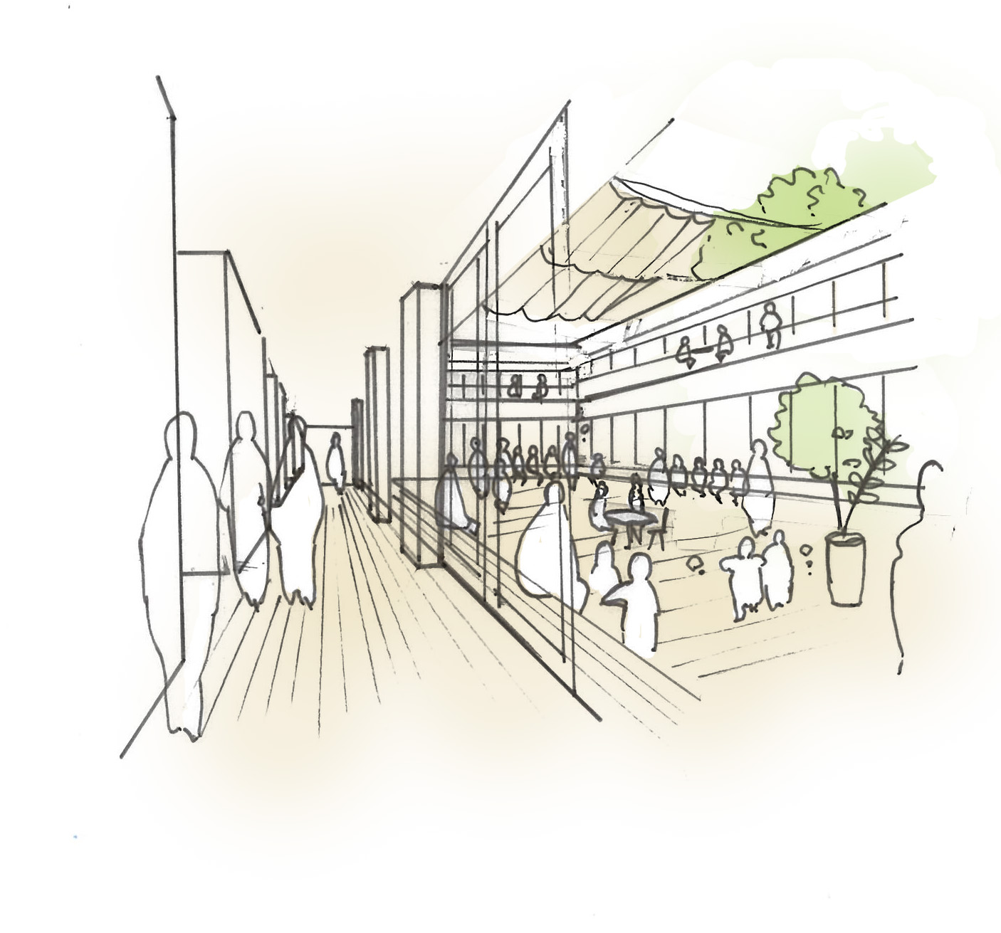 ３～4階吹き抜け部分にある縁側