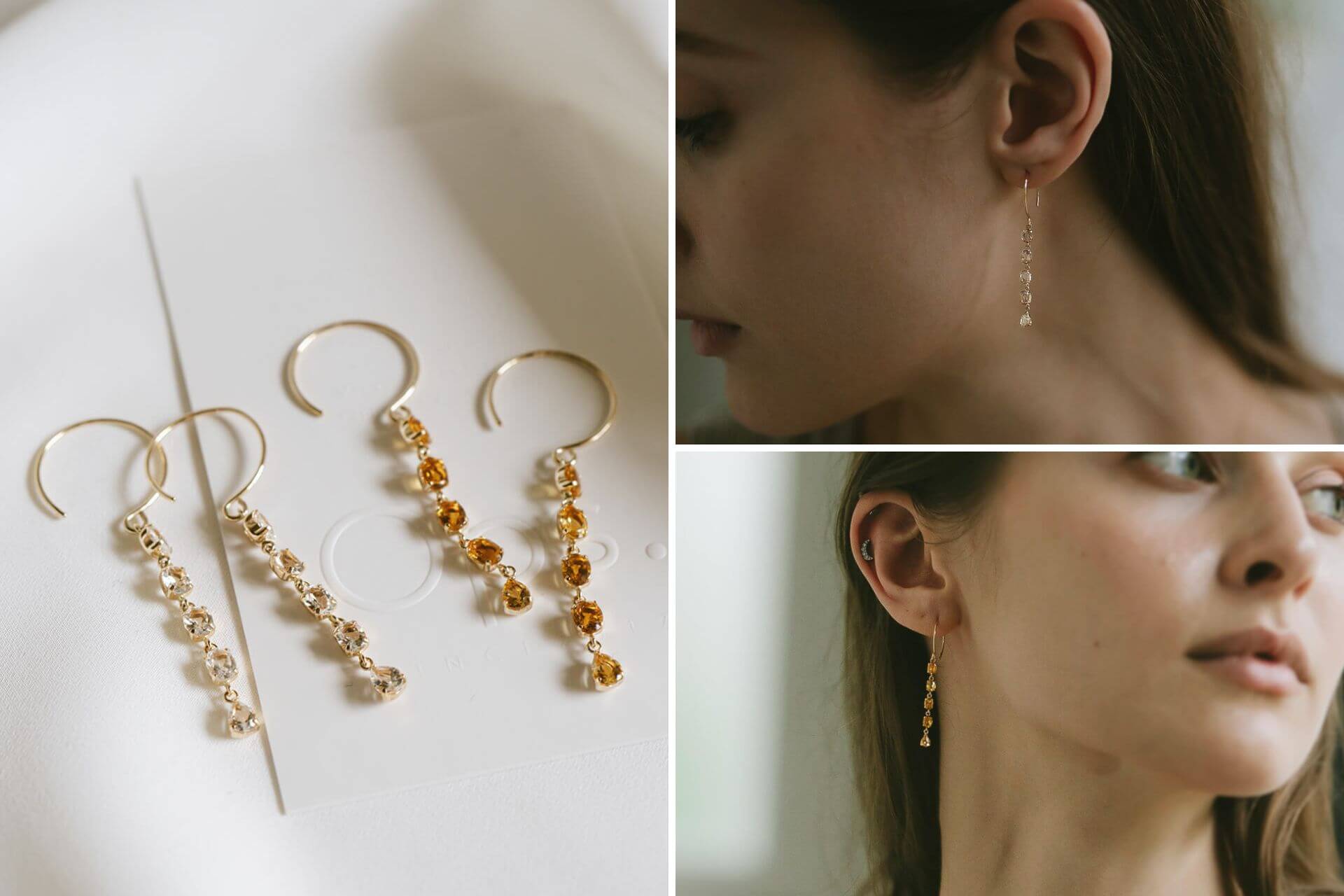 ピアス ガーネットと琥珀 細石ピアス＊gemma rugiada-ガーネット 
