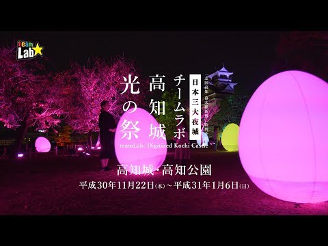 チームラボ 高知城 光の祭」を11月22日（木）から開催。日本三大夜城の
