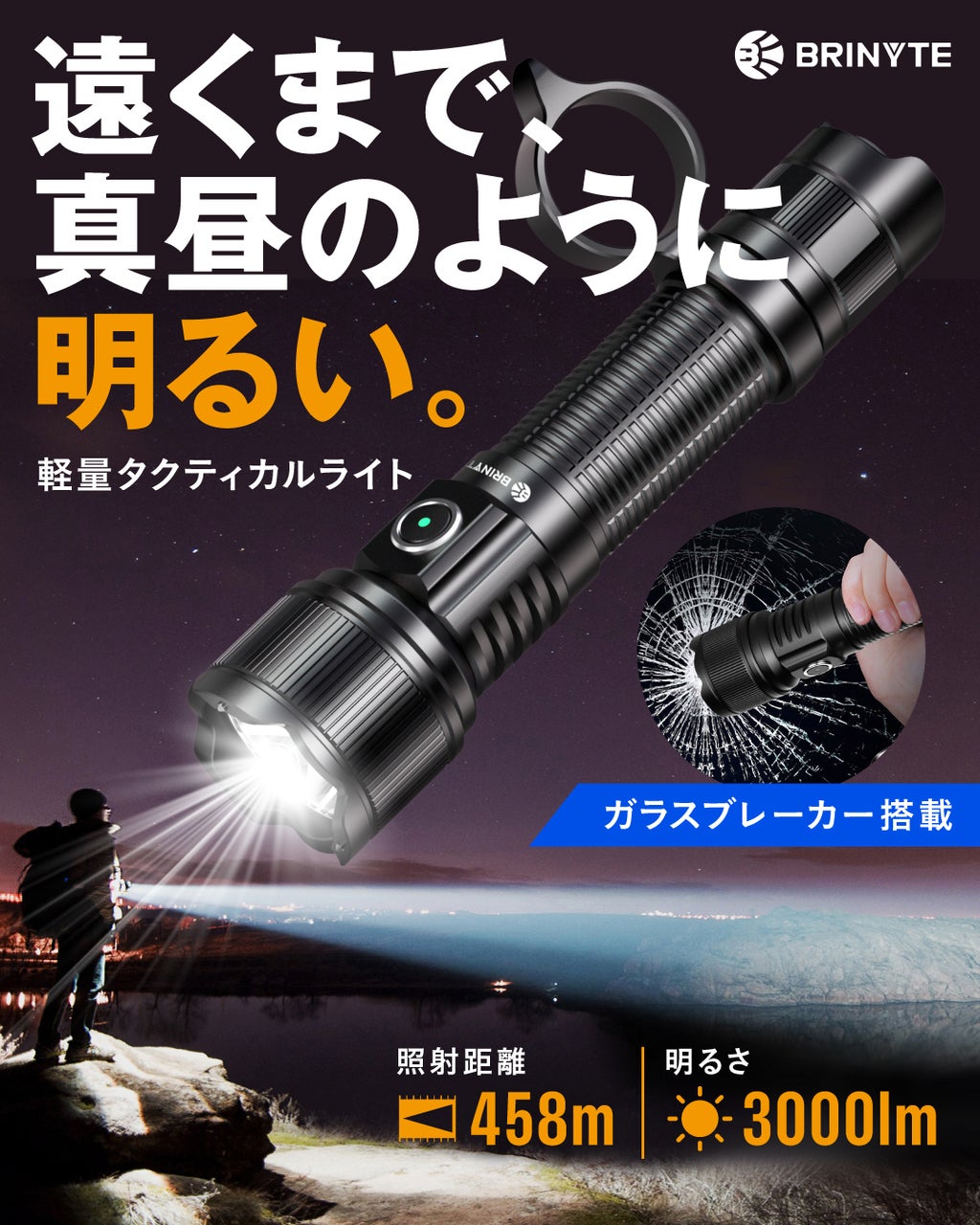 【2025年新商品】★ブルーライト遮断★TF6016K-B 001★ 458m先まで照らす驚異の明るさ】3000lmで超タフネス。グローバル